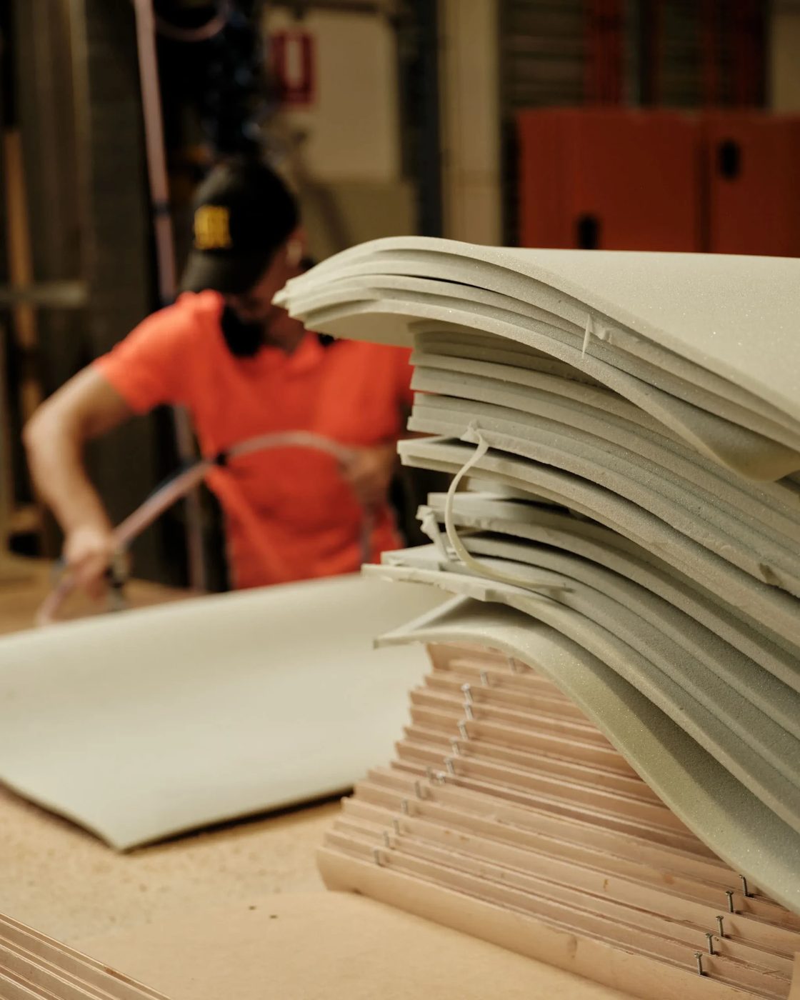 Seat shells in production at the Burgtec factory