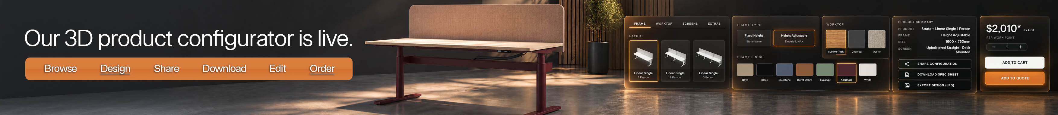 Our 3D product configurator is live — Design & Order online